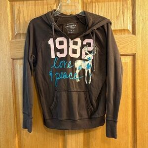 Arizona Jeans Company Hoodie Long Sleeve Brown 1982 Love & Peace Women’s Large L